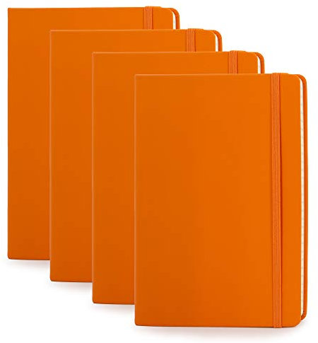Simply Genius (4er-Pack A5-Hardcover-Kunstleder-Tagebücher zum Beschreiben, Kunstleder-Tagebuch für Männer, Schreib-Tagebuch-Notizbuch, liniert, 192 Seiten, liniert, 5,7 Zoll x 8,4 Zoll, Orange