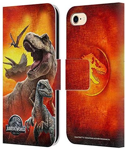 Head Case Designs Officially Licensed Jurassic World Dinosaurs Key Art Leather Book Wallet Case Cover Compatible With Apple iPhone 7/8 / SE 2020 & 2022