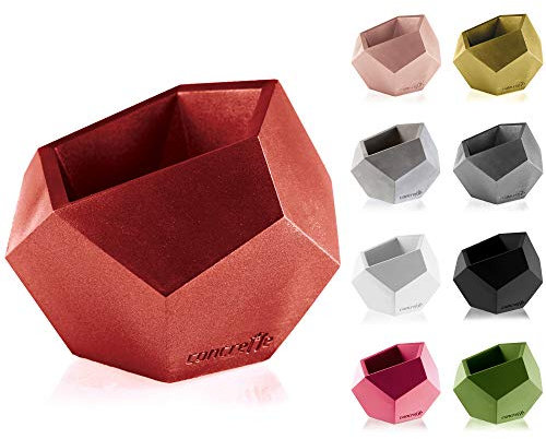 CONCRETTE Macetero de Cemento, Maceta de hormigón Cuadrado geométrico, diámetro de 9 cm, diámetro de 12 cm, 17 Colores