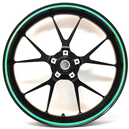 Felgenrandaufkleber Felgenrand Stripes Breite 7mm Chrom Hologramm mit Montagetool 16 17 18 19 Zoll für Auto Motorrad Felgen Aufkleber (Hologramm Grün)