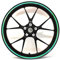 Felgenrandaufkleber Felgenrand Stripes Breite 7mm Chrom Hologramm mit Montagetool 16 17 18 19 Zoll für Auto Motorrad Felgen Aufkleber (Hologramm Grün)