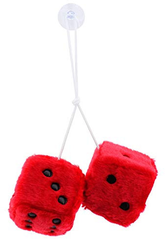 ShawFly Car Hanging Furry Dice, Paar hängende Paare Auto Anhänger mit Punkten für Auto Innenschmuck Dekoration, Innenwand, Kühlschrank Oberfläche , Mehrere Farben zur Auswahl (Rot)