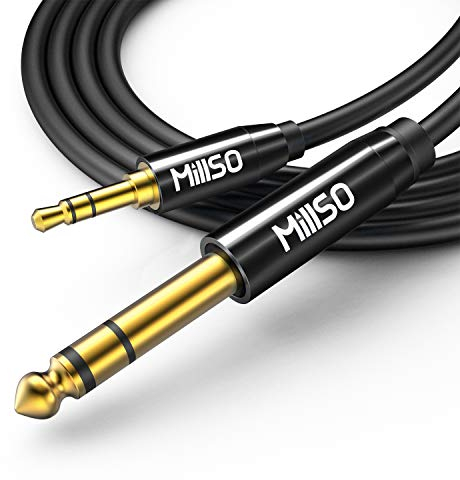 MillSO 2.4M Stereo Audio Klinken Adapter Kabel 3.5mm auf 6.35mm Stecker, Aux Instrumentenkabel Mit Klavieschwarz Metalgehäuse für Gitarre, Keyboard