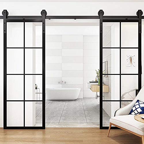sarah 366cm Puerta de Granero Corredera Set Puertas Correderas con 4 Ruedas Puerta Corredera para Puertas Interiores y Armarios