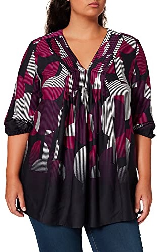Samoon Damen Ausgestellte Bluse mit 3/4 Arm 3/4 Arm Gemustert, gepunktet, gestreift Navy Gemustert 48