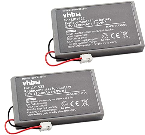 vhbw 2X Akku kompatibel mit Sony Wireless Controller, Dualshock 4 Controller V1 CUH-ZCT1 (1300 mAh, 3,7 V, Li-Polymer)