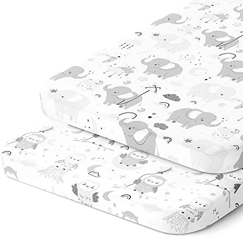 Bassinet Sheets 20x30 Inch for Graco Travel Lite Crib, Sense2Snooze, My View 4 in 1, Dream Suite and Guava Lotus Bassinet – Snuggly Soft 100% Jersey Cotton Fitted – 2 Pack