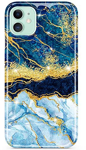 JIAXIUFEN Handyhülle iPhone 11 Hülle TPU Silikon Weiche Schlank Schutzhülle Handytasche Gummi Dünn Flexibel Case Handy Hülle für iPhone 11 6.1 Zoll - Marmor Dark Blue