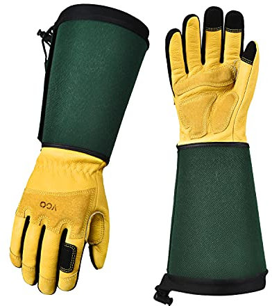 Vgo... 1 Paar Gartenhandschuhe aus Leder, Sicherheitshandschuhe, lange Ärmel, durchstichsicher, dornensicher, rutschfest(CA7472)