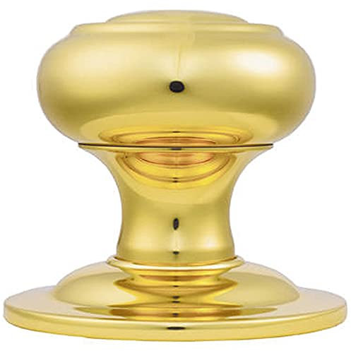 75mm Centre Door Knob - Polished Brass - Outdoor External Front Door Handle | Large Centre Door Knob for Front Doors - External Pull Door Knob - Decorative Weatherproof External Handle
