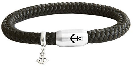 Paris Montana • Das Original Anker Gravur Segeltau Unisex Armband Mit Anker Anhänger Unisex Geflochten Handmade Hochwertiger Magnetverschluss Durchmesser 8mm (Schwarz, 19.00 CM)