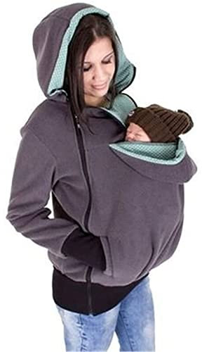 DXMCC Marsupio Giacca 2 in 1 in pile Zip a canguro Felpe con cappuccio maternità Marsupio con cappuccio Giacca donna incinta Top Porta bebè Porta bebè Felpa con cappuccio in pile(Purple,XL)