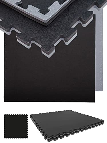 EYEPOWER 1.6qm Profi Fitnessmatte Dicke 2cm - 2er Set 90x90cm Trainingsmatte - Bodenschutzmatte für Fitnessgeräte - Gewichte Hantel Kraftstation Laufband Rudergerät Fahrrad Ergometer Crosstrainer