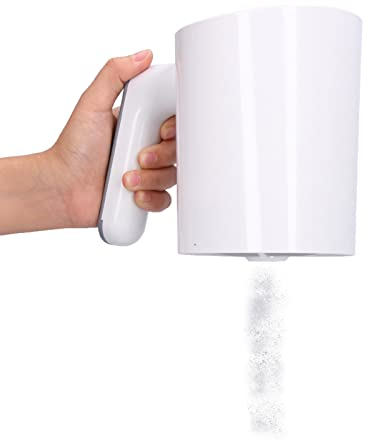 Natudeco Electric Flour Sieve, Handheld Flour Sifter Stainless Steel Mesh White Cup Shape Powder Shaker Strainer for Home Baking