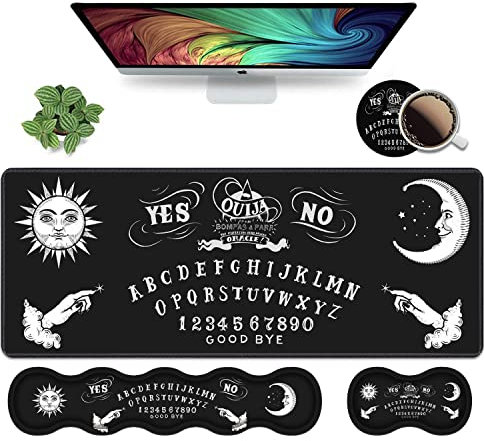 Ergonomic Keyboard Wrist Rest and Mouse Pad Wrist Rest Set, Large XXL Gaming Mousepad 31.5x 11.8, Memory Foam, Easy Typing Pain Relief, Multifunctional Desk Mat for Office & Home, Ouija Board