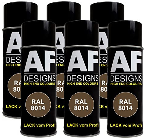 Alex Flittner Designs Lackspray RAL 8014 SEPIABRAUN glänzend 6x 400ml Spraydose Buntlack Autolack