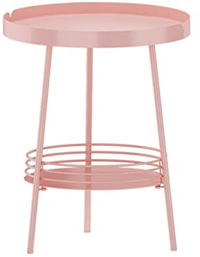 ANIFM Table d'Appoint, Table Basse Ronde, Table D'Appoint De Salon, Double Étagère De Rangement Triangle Support pour Salon, Chambre, Balcon/Rose/45 * 55Cm Feito na China Comfortable Anniversary