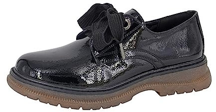 Cipriata FEBE L409 - Scarpe stringate da donna con calzino in memory foam e suola in TPR, Vernice nera, 36 EU