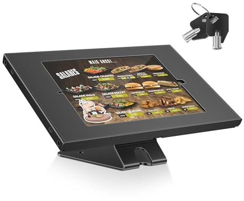 AboveTEK Anti-Theft Tablet Stand – iPad Locking & Security Stand, Countertop & Wall Mount POS Stand, 360° Swivel Kiosk Stands for iPads/Air/Pro – Ideal for Retail Business (Black)