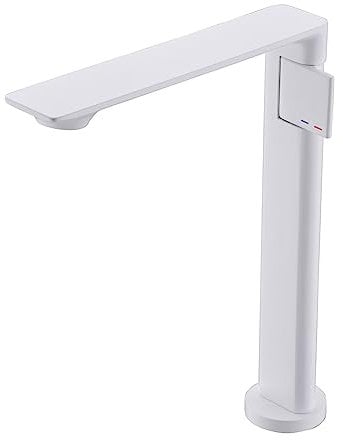 Weirun Bathroom Brass Tall Extra Long Spout Single Handle One Hole Vessel Basin Sink Bowl Mixer Faucet Lavatory Vanity Tap White