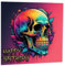 Geburtstagskarte mit psychedelischem Totenkopf, Rockmetall, Gothic, Biker, 145 x 145 mm
