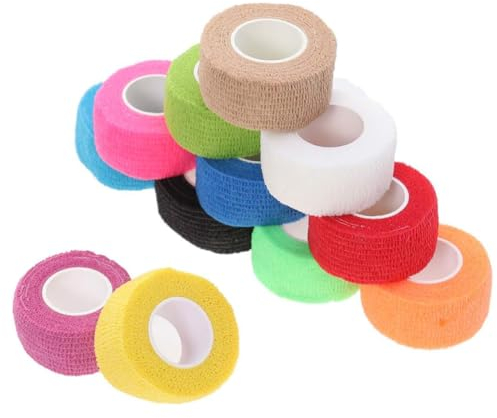 YANGWEN 12 Rollen Selbstklebender Verband, 2,5cmx4,5m Selbsthaftende Bandage Elastische Fixierbinde Haftbandage Selbstklebend fürSport Hand Arm Fuß Gelenk Finger(Bunt)