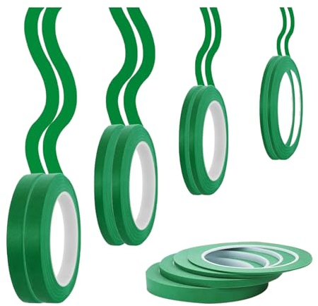 Scettar 8 Rollen Abdeckband, 3/5/8/12 mm x 20 m, Grün, Abdecken, Malen, Dekoration, Verpackung