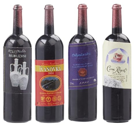 CREATIV DISCOUNT Miniatur-Wein-Flaschen, Größe ca. 4,5 cm, Beutel mit 4 Stück Sortiert