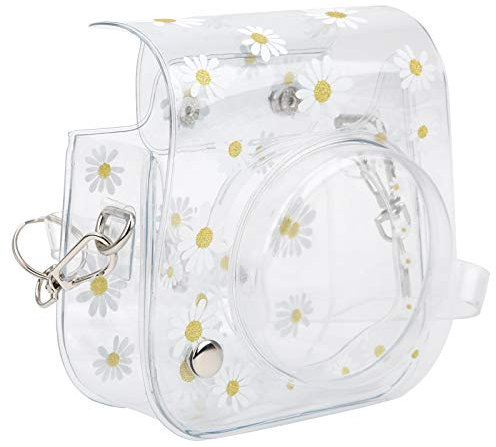 PU Leather Camera Case Bag, Clear Case for Mini 11 9 8 Mini Camera Case with Adjustable Strap, Instant Camera Dry Flower PVC Bag Cover