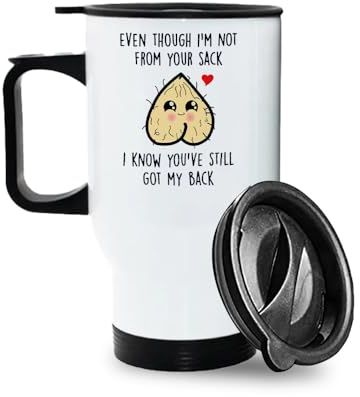 Crunchy Carrots Even Though I'm Not from Your Sack Mug - 14 oz Stainless Steel Insulated Travel Mug for Step Dad, Step Father, Father’s Dad, Bonus Dad, God Father. (White Travel Mug)