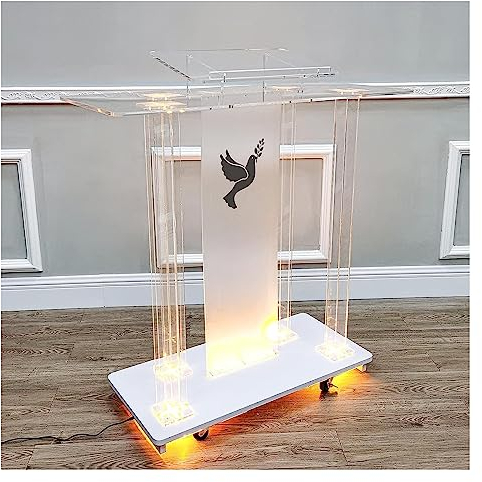 OmepS Klarer Podiumsständer, Acryl-Podiumsständer, LED, einfach zu montieren, klares Acryl-Podium für Boden-Kirchen-Podium, individuelles Logo (A)