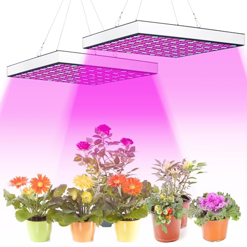 Ikodm 2X Pflanzenlampe LED Vollspektrum 15W 225LEDs Pflanzenlicht Pflanzenleuchte Wachstumslampe Grow Light für Zimmerpflanzen, Hydroponic, Indoor Seeding Veg Flower, Gemüse und Blumen