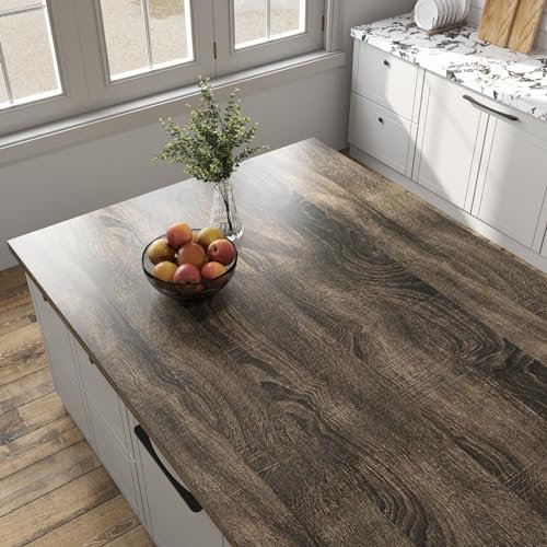 Livelynine Papel Pintado Autoadhesivo Madera 40CMx10M Vinilo Encimera Cocina Resistente al Calor Efecto Madera Oscura Vinilo Adhesivo Madera Muebles Cocina Armarios Mesas Papel Adhesivo Muebles