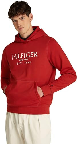 Tommy Hilfiger Herren Hoodie mit Bauchtasche, Rot (Dark Magma), L
