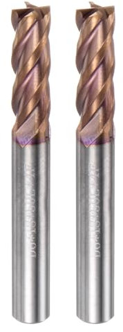 sourcing map 2pcs Carbide Square End Mills 6mm (15/64) Dia 6mm (15/64) Shank 50mm (2) Long HRC55 TiSiN Coated Micro-Grain Tungsten Carbide 4 Flutes Milling Bit Cutter