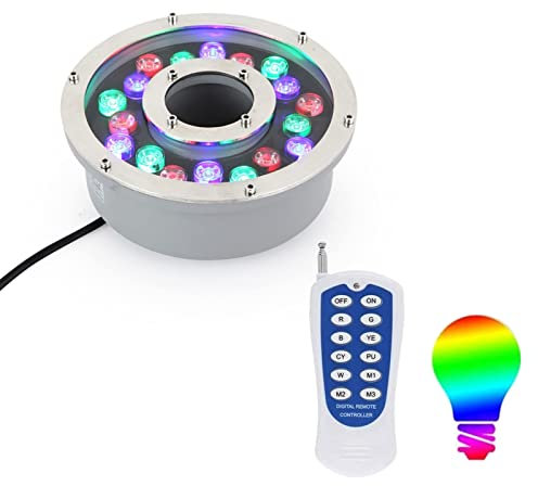 ASerZenith LED-Ring-Unterwasserbrunnenlicht - RGB-Farbwechsel-Unterwasser-Poollichter, Wasserspiellampe mit RF-Fernbedienung, IP68, wasserdicht, Mittelloch-Unterwasser-Teichbrunnenlicht
