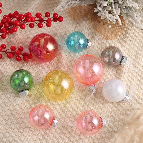 24 Stück Weihnachtskugeln Ornamente klar schillernde Christbaumkugeln 6cm Christbaumkugeln bruchsichere Baumkugeln für DIY Weihnachten Party Geburtstag Hochzeit Dekor