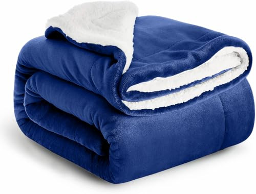 Casabella Sherpa Fleece Blanket - Blankets and Throws for Sofa Bed - Thick Warm Throw Blanket for Queen Bed - Soft Fluffy Bedding, Travel Accessories - Queen, Teal, 200X220cm