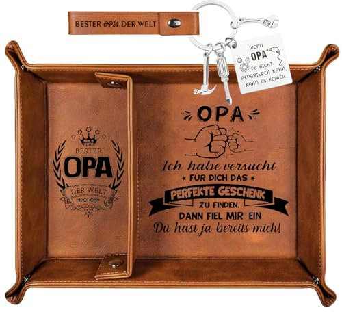 Opa Geschenk, Geschenke für Opa Geschenk Opa, Männer Opa Geschenke für Männer Weihnachten, Lederschale Tablett Opa Geschenk Weihnachten Geschenk Mann