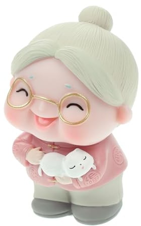 Partyartikel Statue Einer Alten Frau als Cupcake Topper, Tortenaufsatz | Vinyl, Rosa, Leicht und Standfest, für Geburtstagsfeier und Oma Dekoration, Detailreich Gestaltet