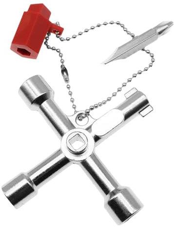 Gas Meter Box Key,Emergency Electric Radiator Cupboard Valve Cabinet 4-in-1 Utility Universal with Spanner Keys,Metal Mini Multi-Functional Access Hatch keychains,for Opener Hatch Zinc Alloy Meter