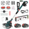Wacker de malezas inalámbrico 2 en 1, bordeador de malezas eléctrico de 21 V con batería de 2 x 4.0 Ah y cargador incluidos, 5 tipos de cuchillas, recortadora de césped inalámbrica para podar/bordear