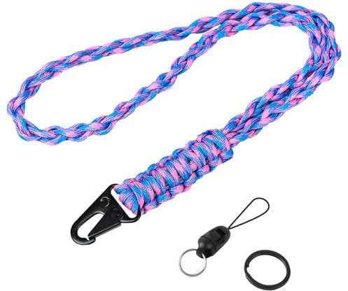 Vicloon Cordon Tour de Cou en Paracorde, Porte Badge Lanière avec Lanière Tressée, Lanyard Strap Neck Cordon Porte-badge pour Clés Téléphone Portable Appareils Photo-Violet Bleu