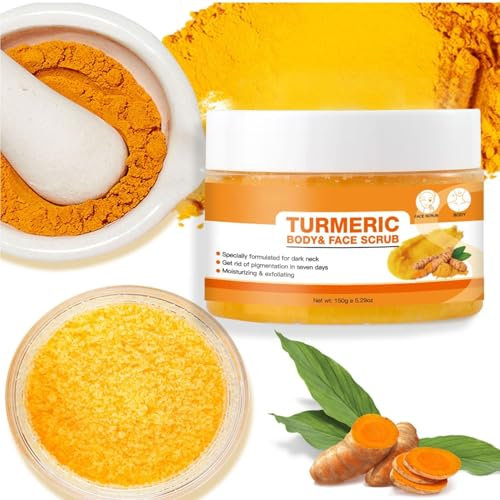 Turmeric Body Scrub - Dark Spot Exfoliating Body Scrub for Face & Neck, Armpit, Foot, Butt, Back - Moisturizing Exfoliator & Acne Blackhead