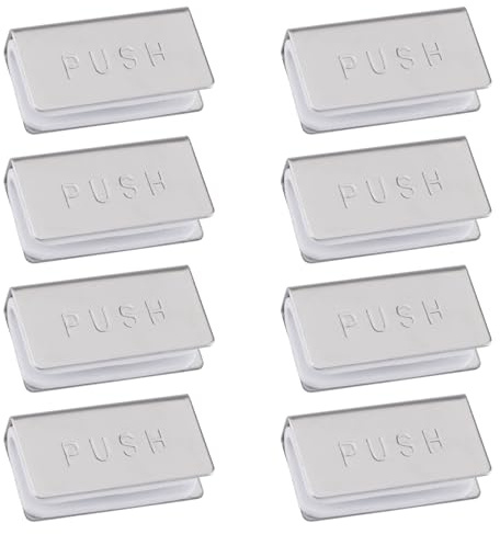UFURMATE Magnetic Catch Clamp, 8Pcs Adjustable Frameless Magnetic Strike Plates Rectangular Metal Glass Door Clips, Glass Cabinet Latch Replacement Parts(Chrome ）