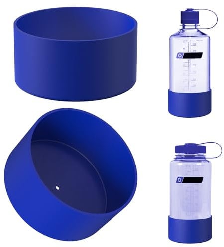 Linkidea 2 Pack Water Bottle Boot Compatible with Nalgene Sustain Wide Mouth 32oz/48oz, Narrow Mouth 32oz, Silicone Anti-Slip Bottle Bottom Bumper Protector (Navy Blue)