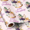 RUSPEPA Geburtstags-Geschenkpapierrolle, Mini-Rolle, elegantes Kuchen- und Blumendesign mit „Happy Birthday“-Schriftzug, rosa Geschenkpapier für Frauen, Mütter, Ehefrauen und Freunde, 43,2 cm x 5 m