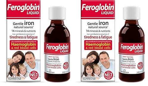 Feroglobin Gentle Iron and Nutrient Liquid, Reduce Tiredness & Fatigue Maintain Health, 500 ml (Pack of 2)