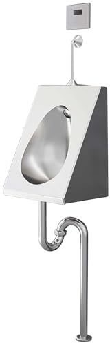 Urinal für Männer, Edelstahl 304, Wandmontiertes Sensor Pissoir mit Spülventil Und Abflussrohr, für Flughäfen, Hotels, Bürogebäude(Silver)