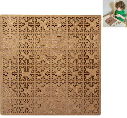 Fractal Tray Puzzles, Mind Bending Wooden Jigsaw Puzzle, Irregular No-Image Labyrinth, Hard Difficult Wooden Jigsaw Puzzle for Adults, Wooden Tray Puzzles, Reverse Thinking Challenging No Image